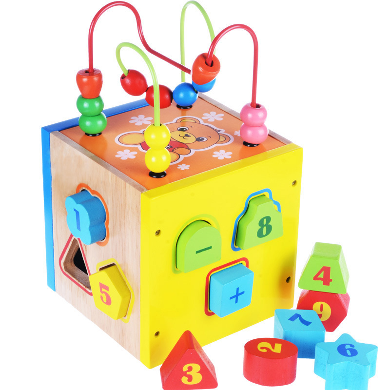 積木製兒童益智力盒形狀配對0-3歲形狀1-2歲寶寶早教數字繞珠批發・進口・工廠・代買・代購