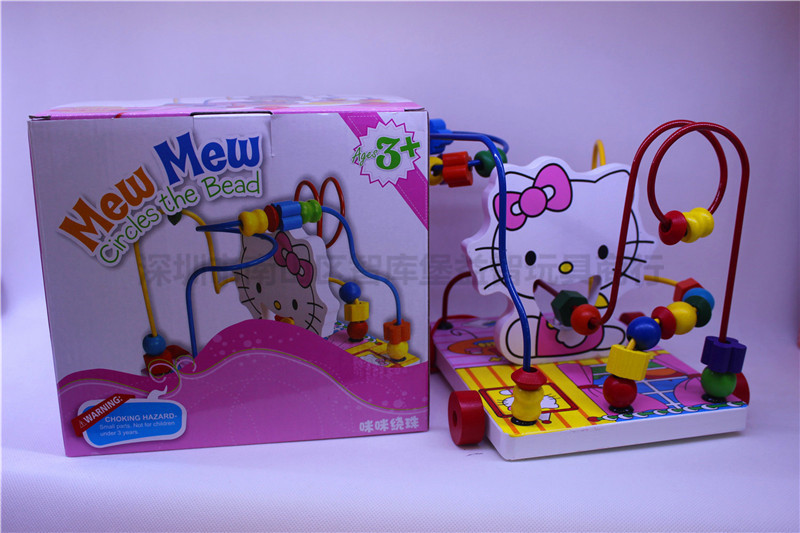 KT貓 益智玩具智力拖車繞珠串珠寶寶益智木製兒童玩具0-3歲批發・進口・工廠・代買・代購