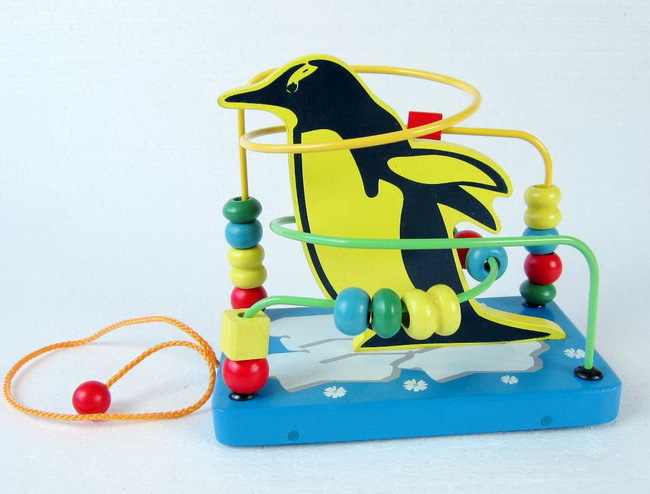 新款 木製兒童繞珠動物手拉繞珠幼兒益智玩 具彩色企鵝批發・進口・工廠・代買・代購