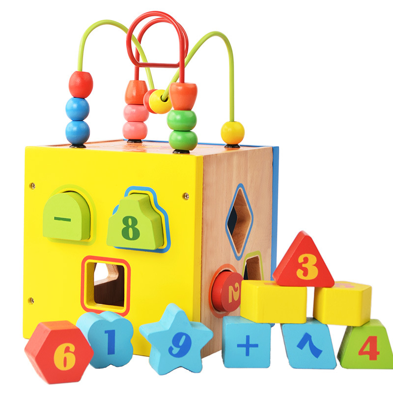 木質兒童早教益智形狀配對積木0-1-2-3歲寶寶數字繞珠智力盒玩具批發・進口・工廠・代買・代購