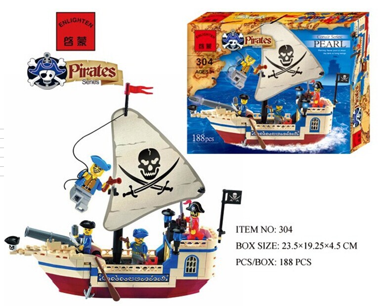 正品啟蒙 海盜系列 益智拼裝積木 海盜船304明珠號批發・進口・工廠・代買・代購