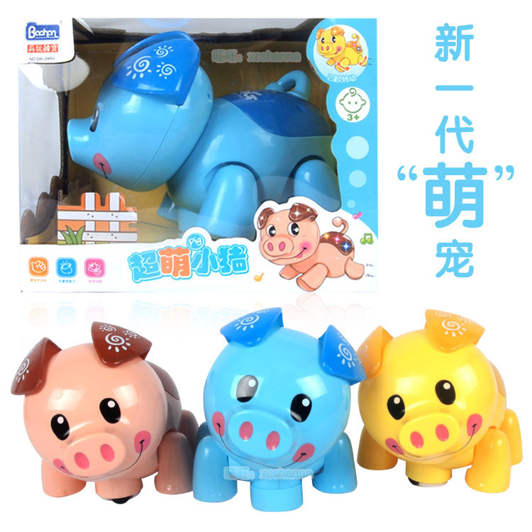 NO.51387  兒童玩具 電動萬向QQ豬 音樂3D燈光卡通豬玩具批發・進口・工廠・代買・代購