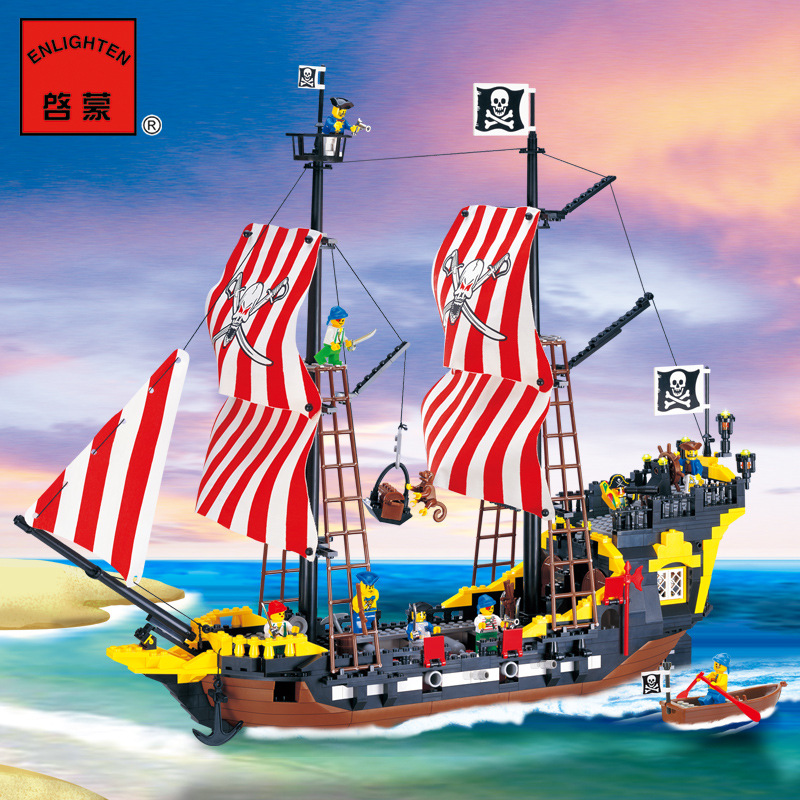 啟蒙308黑珍珠號海盜船模型拼裝積木塑料拼插益智男孩玩具可代發批發・進口・工廠・代買・代購