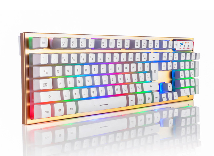 傑強JK-919A 金屬麵板七彩虹背光鍵盤懸浮式鍵帽機械手感遊戲鍵盤批發・進口・工廠・代買・代購