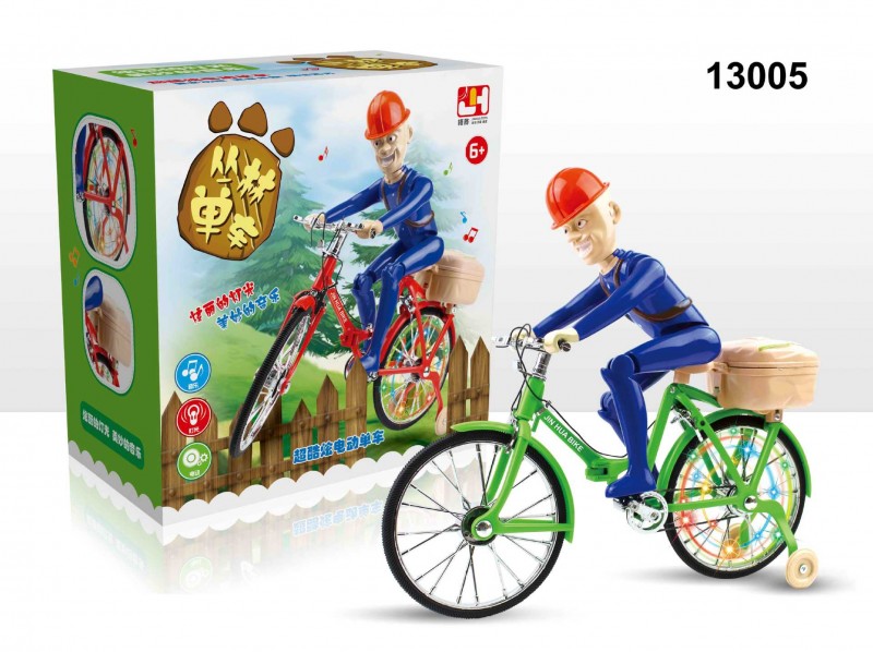 【樂美玩具】促銷電動燈光音樂光頭強騎自行車 熊出沒塑料批發批發・進口・工廠・代買・代購