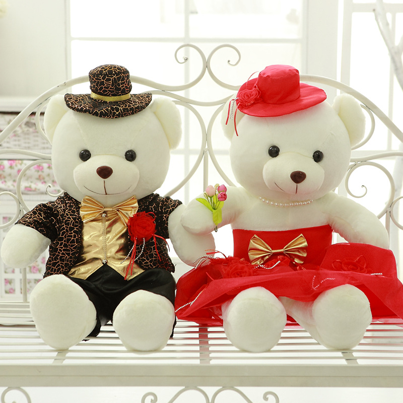 新款情侶婚紗熊毛絨玩具公仔婚慶娃娃泰迪熊結婚禮物一件代發批發・進口・工廠・代買・代購