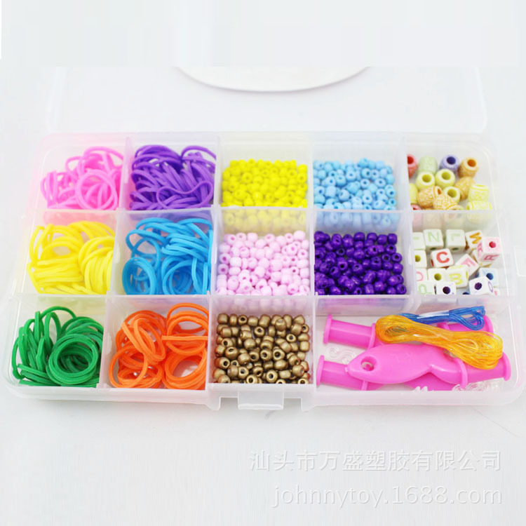 15格工具盒橡皮筋+珠飾 彩虹DIY橡皮筋批發・進口・工廠・代買・代購