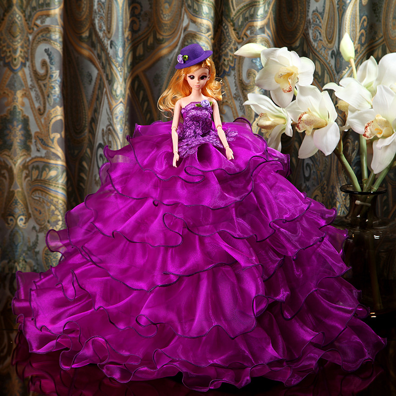 新款上架婚紗芭比娃娃 多關節活動紫色新娘婚房擺件高檔婚紗芭比批發・進口・工廠・代買・代購
