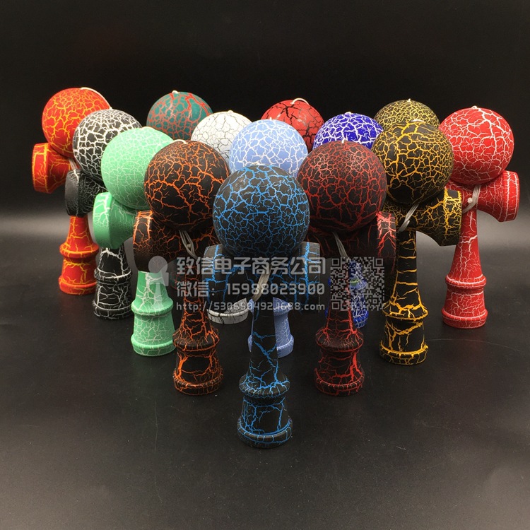 木製玩具球 kendama 裂紋漆技巧球 劍玉 優質木材 外貿批發・進口・工廠・代買・代購