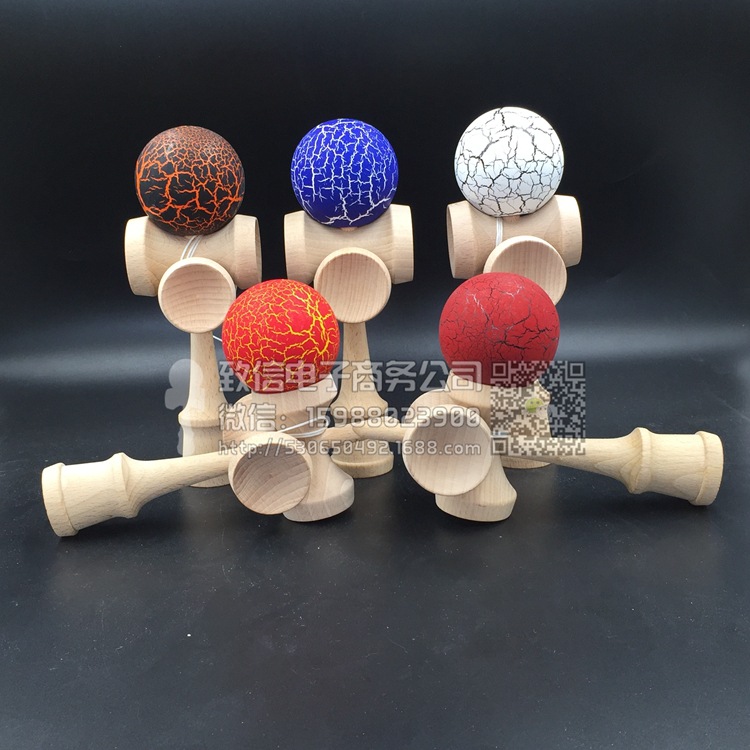 木製玩具球 kendama 五杯 裂紋漆技巧球 劍玉 優質木材 外貿批發・進口・工廠・代買・代購