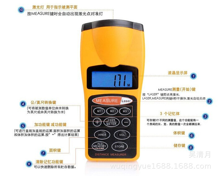 CP-3007超音波測量機便攜式電子尺紅外線激光測距機20米裝修專用工廠,批發,進口,代購