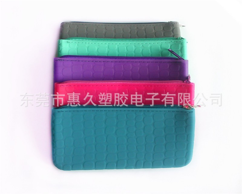 韓國新款矽膠拉鏈式鱷魚紋包  多色供選拉鏈式石頭紋錢包工廠,批發,進口,代購