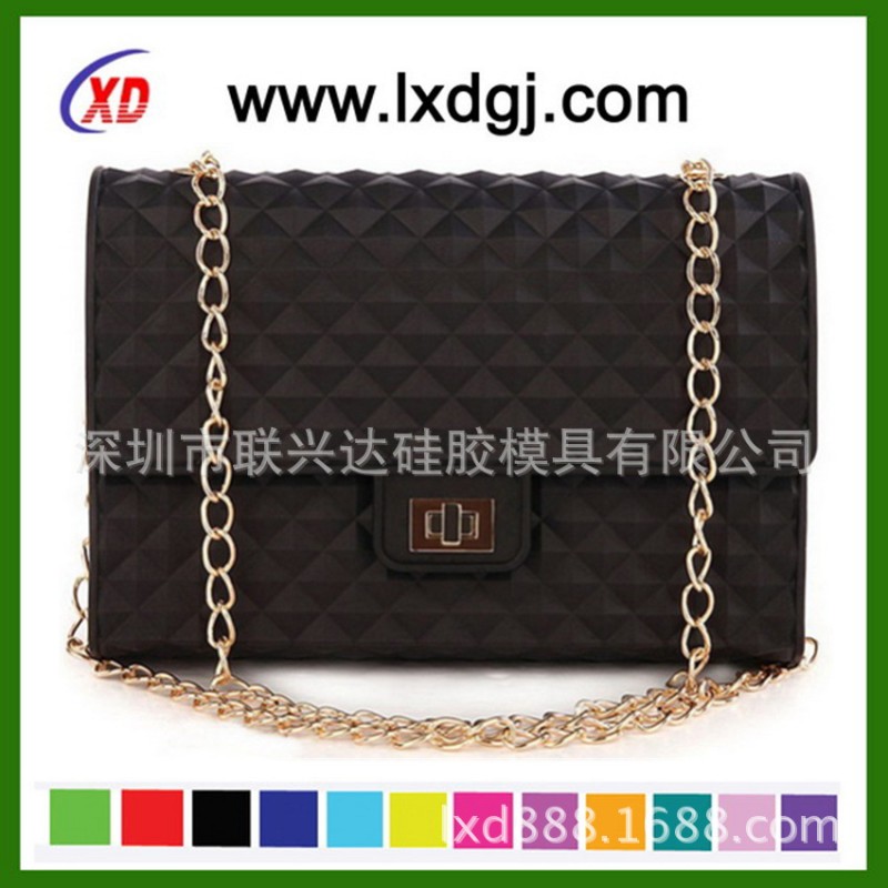 Fashion silicone shoulder bag wit metal chain工廠,批發,進口,代購