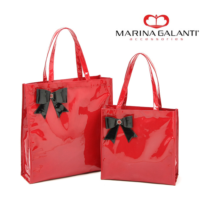 意大利Marina Galanti 亮漆皮蝴蝶結防水手提單肩包 沙灘包小號工廠,批發,進口,代購