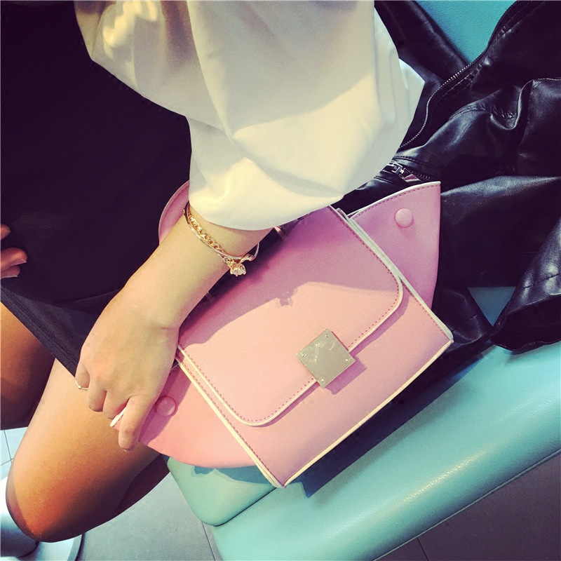 2016年日韓新款拼色粉紅翅膀女包斜跨包休閒小手提包一件代發批發・進口・工廠・代買・代購