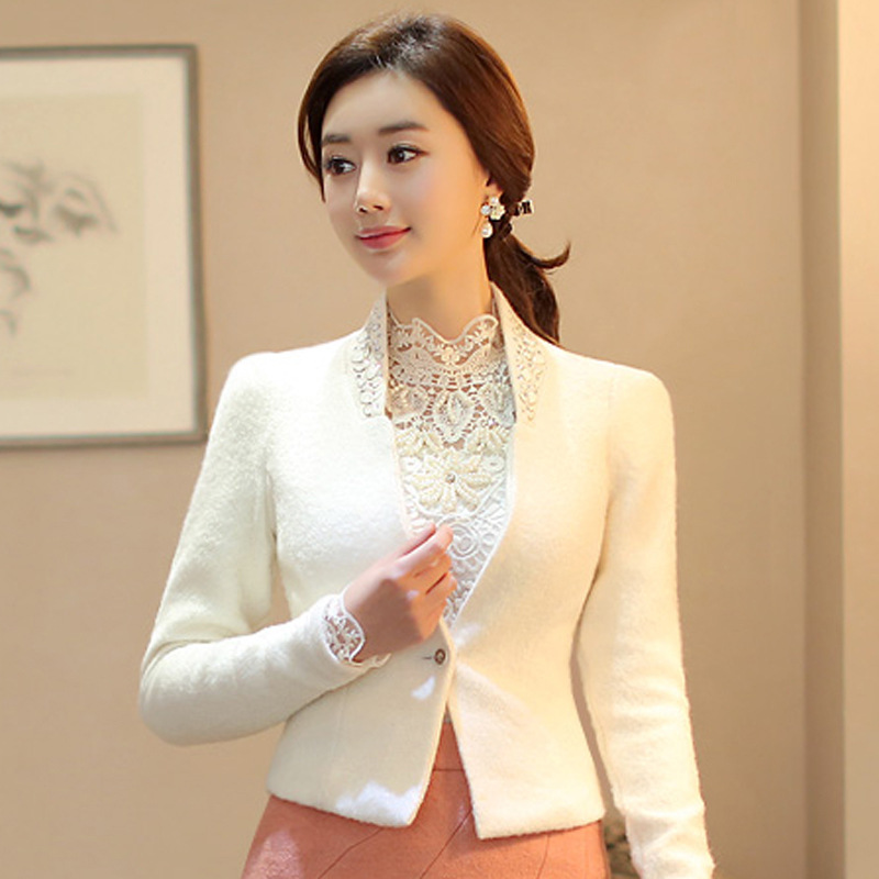 2015秋裝新款西服外套 韓版修身顯瘦氣質毛呢小西服短款女裝潮工廠,批發,進口,代購