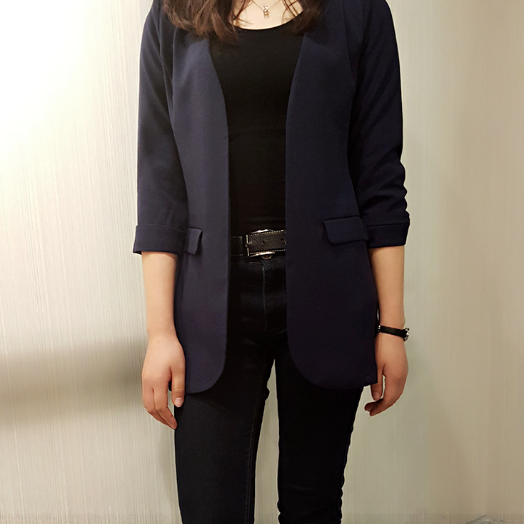 批發新款外貿女裝西裝外套女七分袖修身 無扣西服外套女一件代發工廠,批發,進口,代購