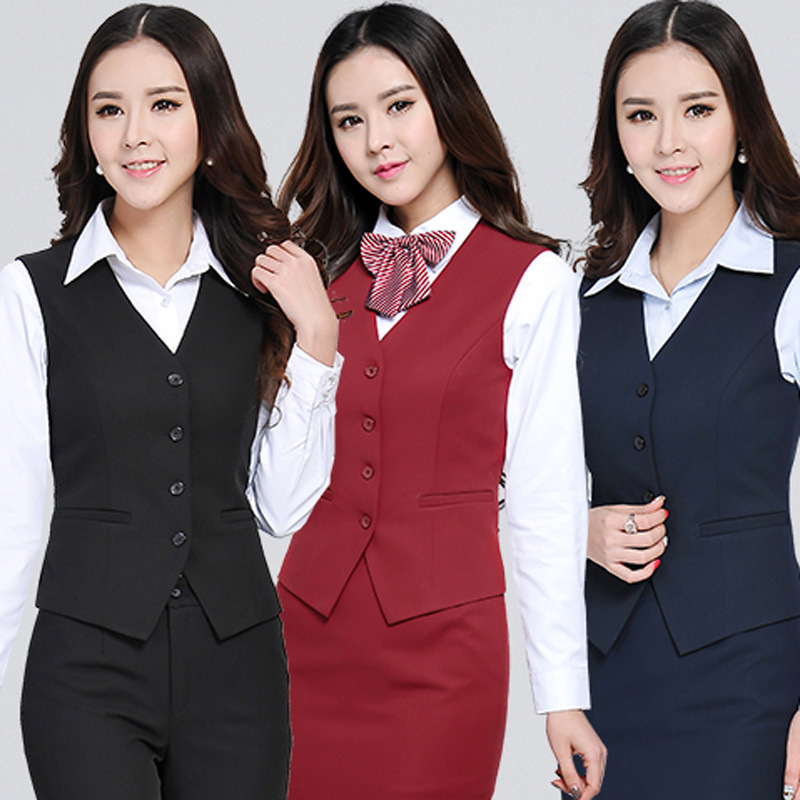 春夏職業馬甲套裝女三件套 韓版酒店前臺女士工作服銀行空姐製服工廠,批發,進口,代購