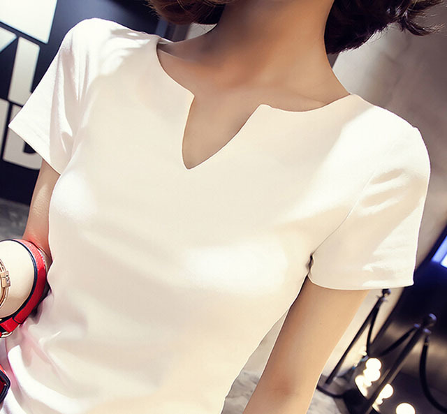 夏季短袖T恤V領款簡約上衣女 批發批發・進口・工廠・代買・代購