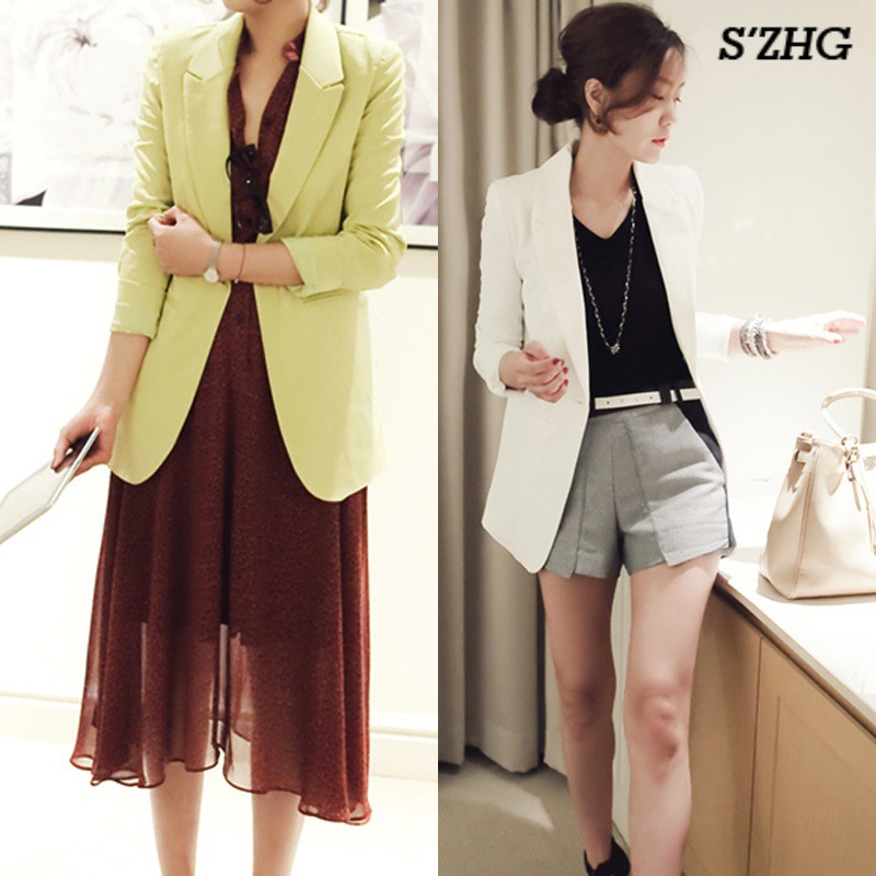韓國SZ高檔端品牌女裝正品代購休閒修身顯瘦小西裝外套白色綠色批發・進口・工廠・代買・代購