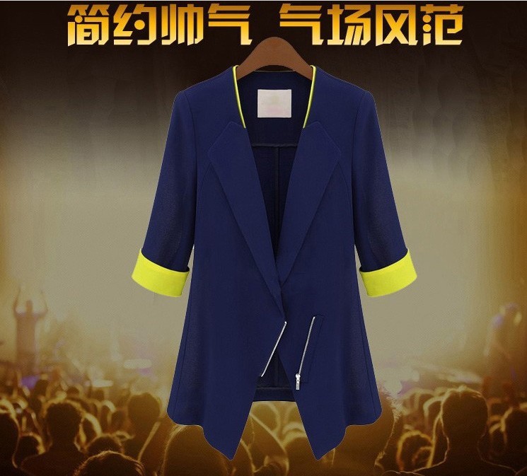 2015春秋新款女裝修身大碼小西服外套 韓版女士中長款小西裝工廠,批發,進口,代購