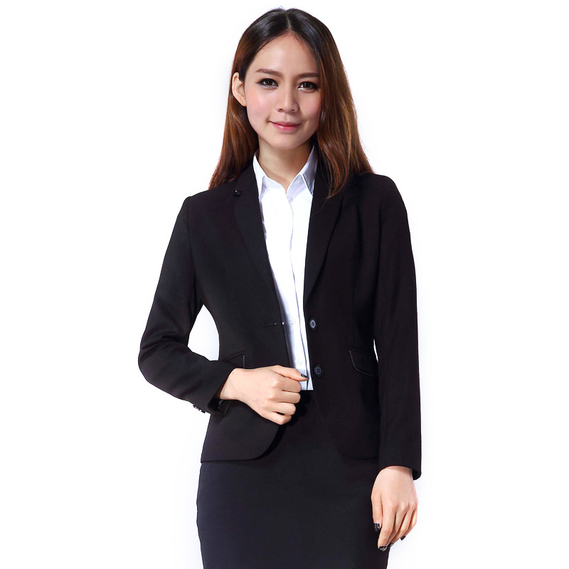 新款女西裝套裝豎紋修身職業裝ol西服短款黑西裝定製批發工廠,批發,進口,代購