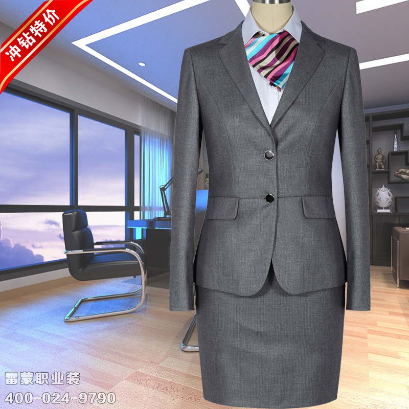 長期供應 韓版西服女套裝N100703 女士灰色細條紋職業套裝工廠,批發,進口,代購