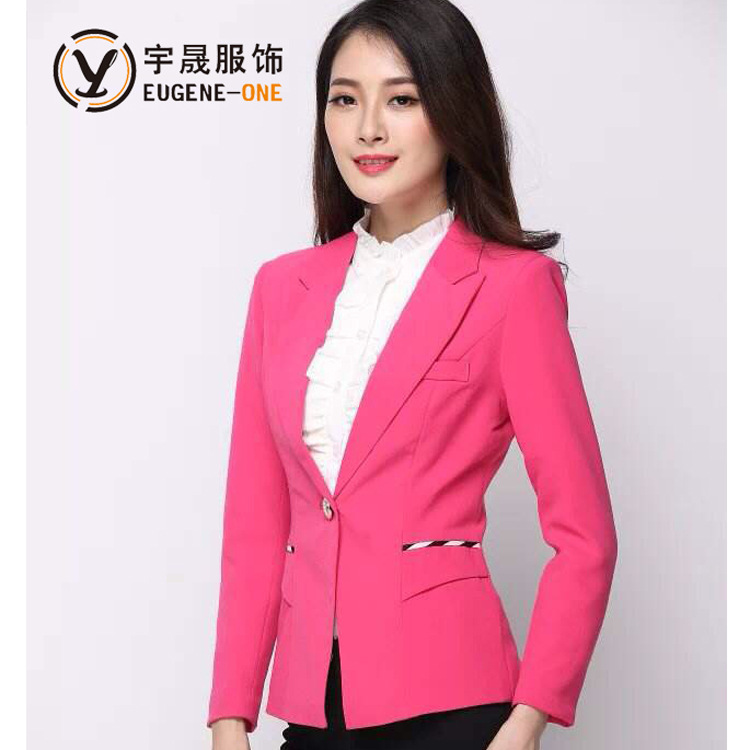 小西服女裝新款 2016春裝修身韓版職業裝 梅紅女士職業長袖外套工廠,批發,進口,代購