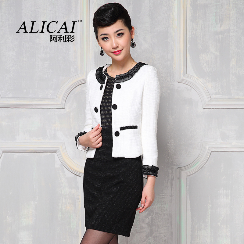 ALICAI/阿利彩2015春裝新品 職業女裝小西裝 連衣裙兩件套Q0074工廠,批發,進口,代購