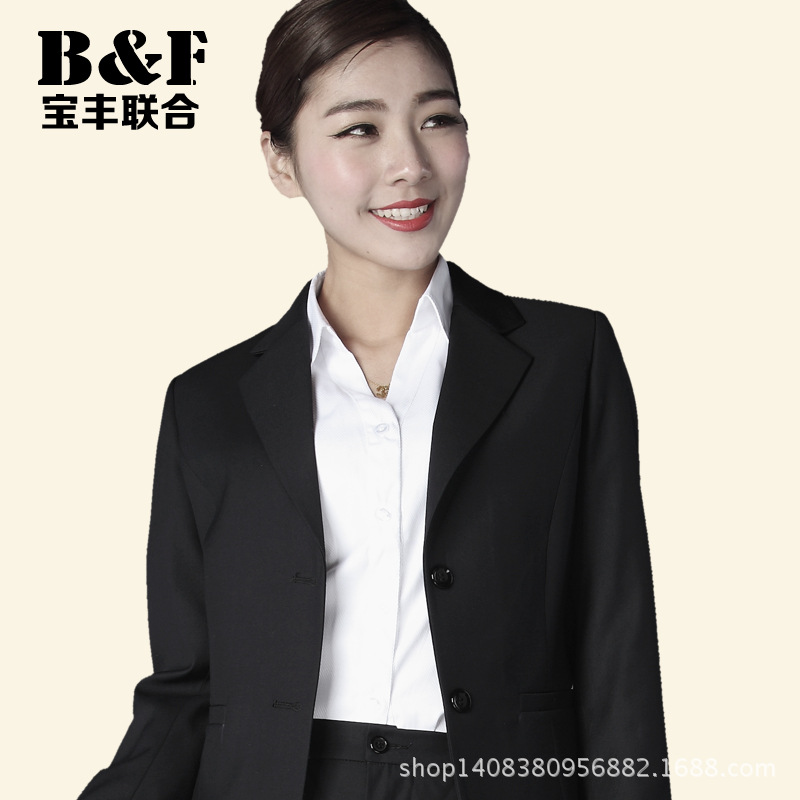 職業裝女裝套裝女士西裝春秋季職業正裝藏青色黑色經典二扣工廠,批發,進口,代購