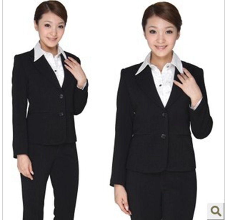 新款女士麵試正裝二扣西服 時尚韓版黑色修身西裝 白領酒店女裝工廠,批發,進口,代購