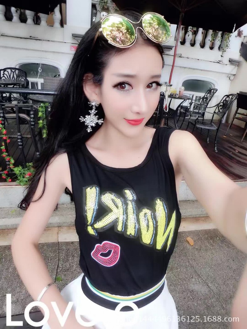 歐洲站新品時尚個性貼圖拼色套裝女夏工廠,批發,進口,代購