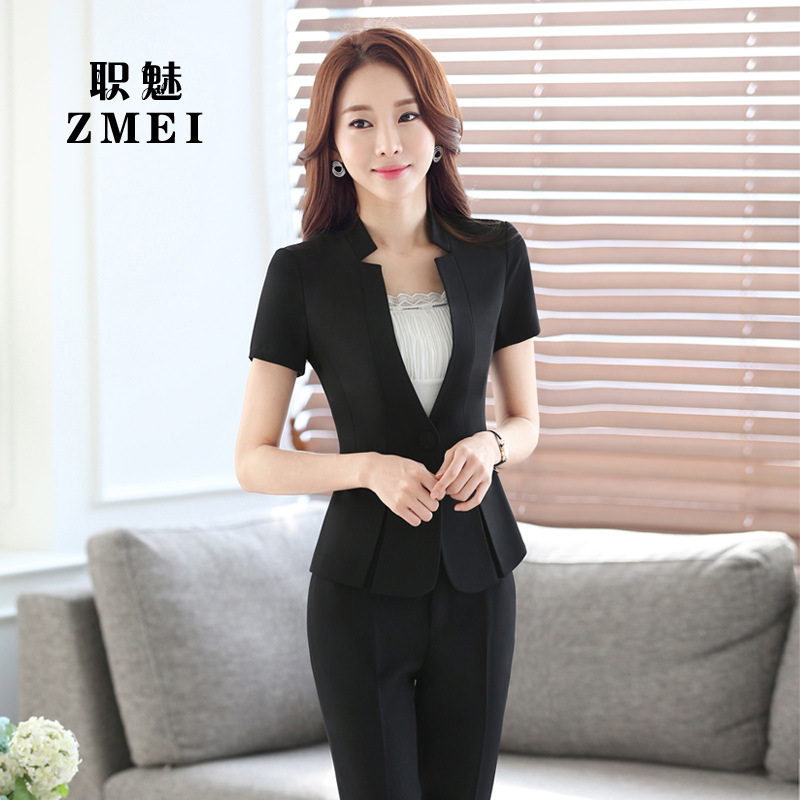 韓版職業裝女裝套裙短袖女正裝影樓工作服修身麵試女西裝一件代發工廠,批發,進口,代購