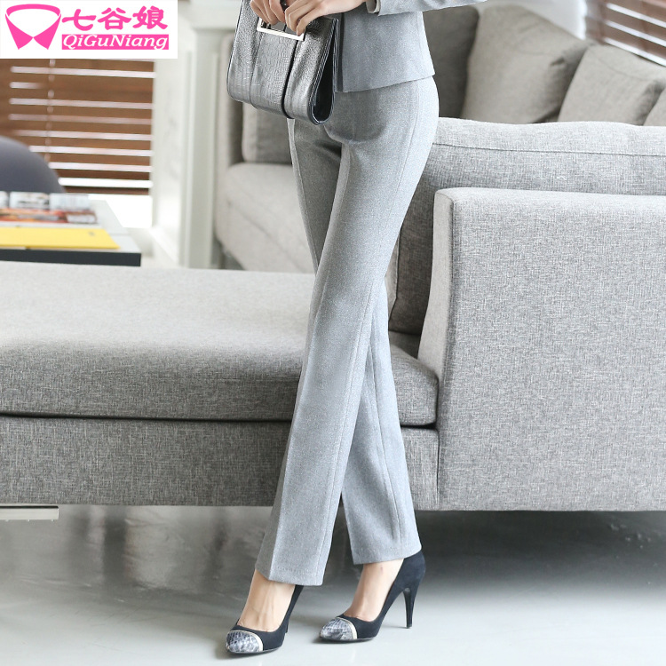 2016春夏新款職業女士正裝修身提臀黑色工作高腰氣質女款高檔西裝褲工廠,批發,進口,代購
