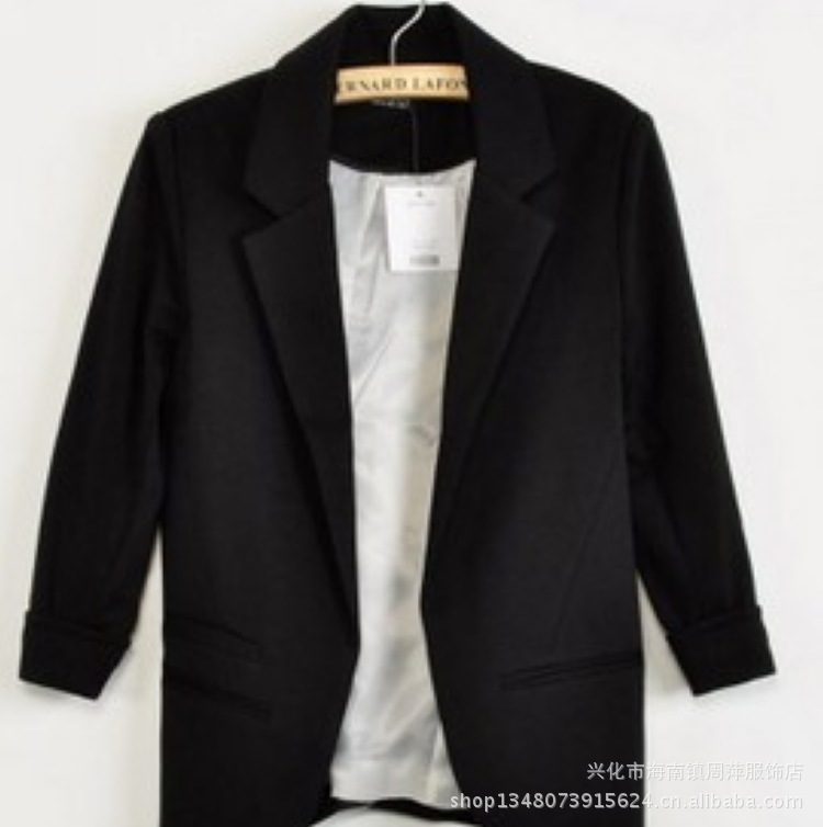 歐美女裝新款女式外套糖果色修身卷袖無扣小西服小西裝工廠,批發,進口,代購