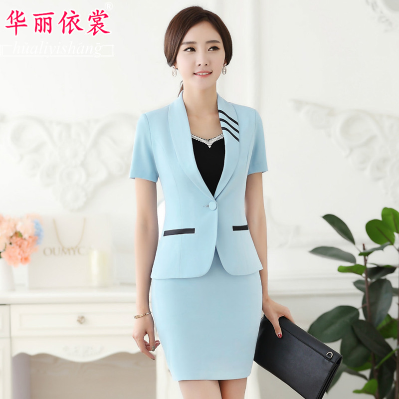 2016春夏職業女裝撞色套裝時尚OL白領工裝工作服短袖西裝正裝套裙工廠,批發,進口,代購