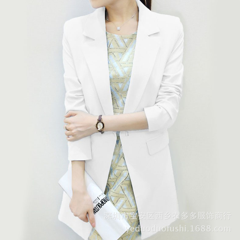 韓版新款大碼西裝女 2015秋新款中長小西裝外套氣質修身薄西服工廠,批發,進口,代購