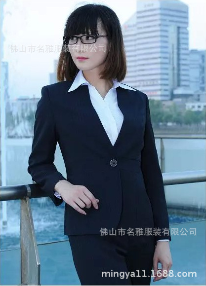 秋冬職業女正裝女西服 辦公室前臺收銀套裝 黑色工衣工廠,批發,進口,代購