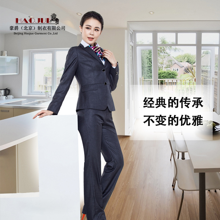 2016春季新款灰色細條紋商務女西服套裝 職業通勤正裝 酒店製服工廠,批發,進口,代購