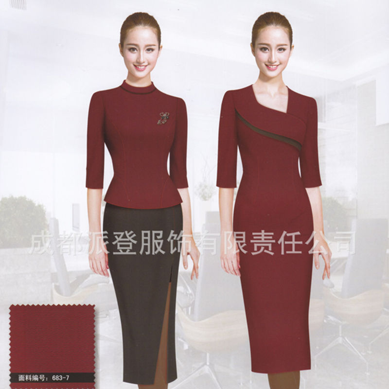 紅色女士修身職業裝 OL公司團購員工工作製服 量大價優廠傢訂做工廠,批發,進口,代購