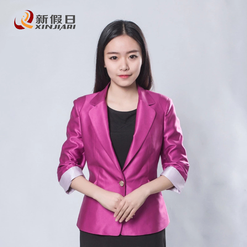 2016年新款職業裝麵試裝粉色七分袖小西服套裝工廠,批發,進口,代購