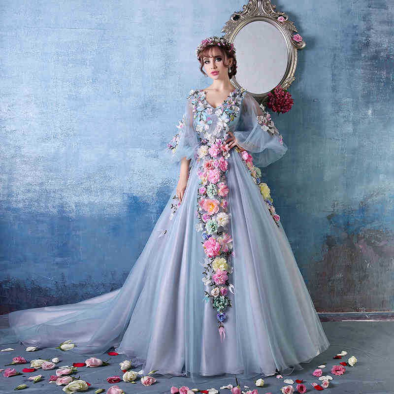 新娘結婚高檔花仙子婚紗2016新款室外花朵晚禮服影樓攝影寫真服裝工廠,批發,進口,代購