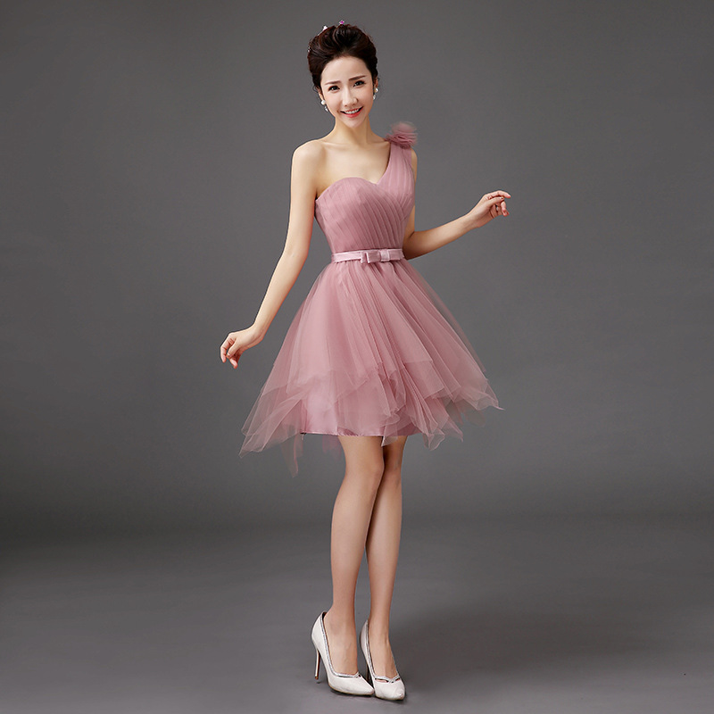 新款新娘結婚禮服春夏修身演出服時尚單肩敬酒服演出主持晚禮服工廠,批發,進口,代購