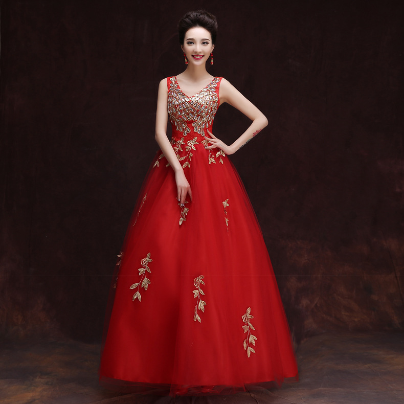 2015新款新娘結婚紅色禮服敬酒服晚禮服時尚修身長款婚紗夏蓬蓬裙工廠,批發,進口,代購