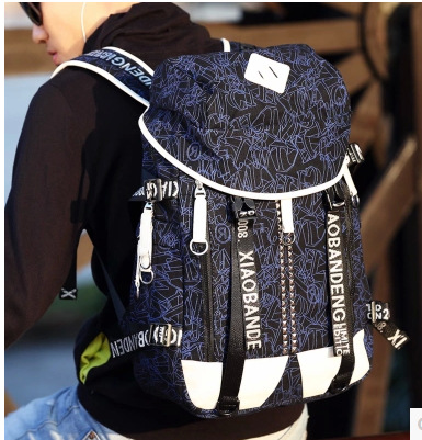 韓版潮流男士帆佈背包 學院印花雙肩包男 中大學生書包旅行電腦包工廠,批發,進口,代購