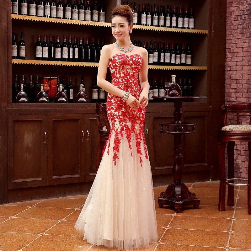新娘敬酒服2015新款夏季結婚禮服修身魚尾晚禮服主持人長款禮服裙工廠,批發,進口,代購