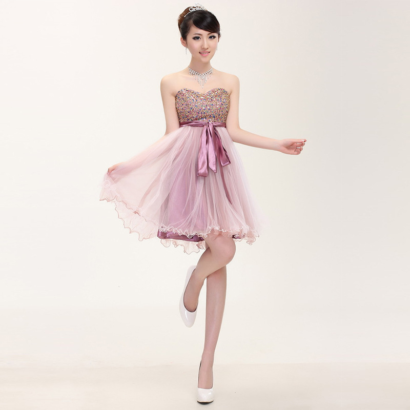2016新款抹胸伴娘服小禮服 新娘結婚敬酒宴會晚禮服短款 紅色禮服工廠,批發,進口,代購