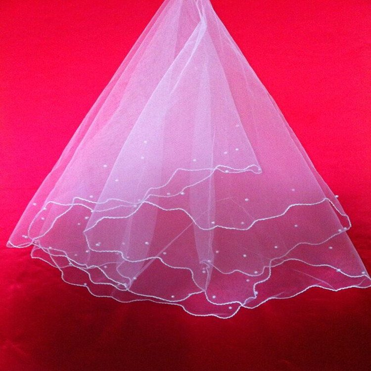 廠傢批發 新娘頭紗 婚紗配飾頭紗 TS044-1.5M米色白色月牙黏珠工廠,批發,進口,代購