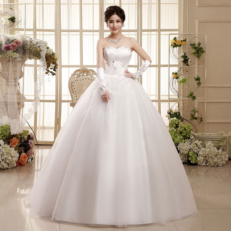 批發供應2015新款新娘婚紗禮服韓式雙肩一字肩大碼顯瘦水晶婚紗工廠,批發,進口,代購