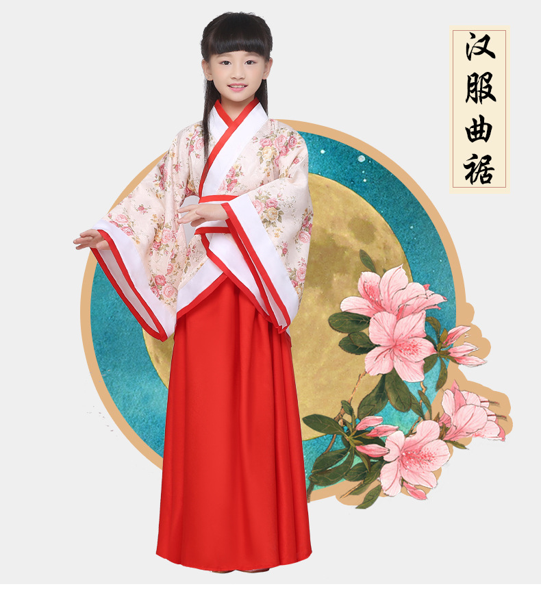 廠傢直銷新款古裝漢服唐朝服裝古代古箏演出服兒童仙女表演校服批發・進口・工廠・代買・代購